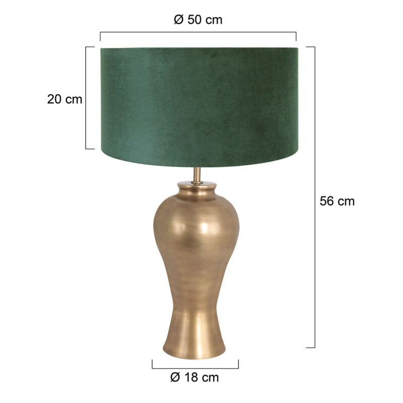Bronskleurige tafellamp Brass 3969BR inclusief zwart linnen kap met goudkleurige binnenkant - Afbeelding 6