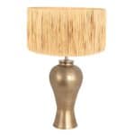 Bronskleurige vaas tafellamp Brass 3988BR inclusief naturel gras kap