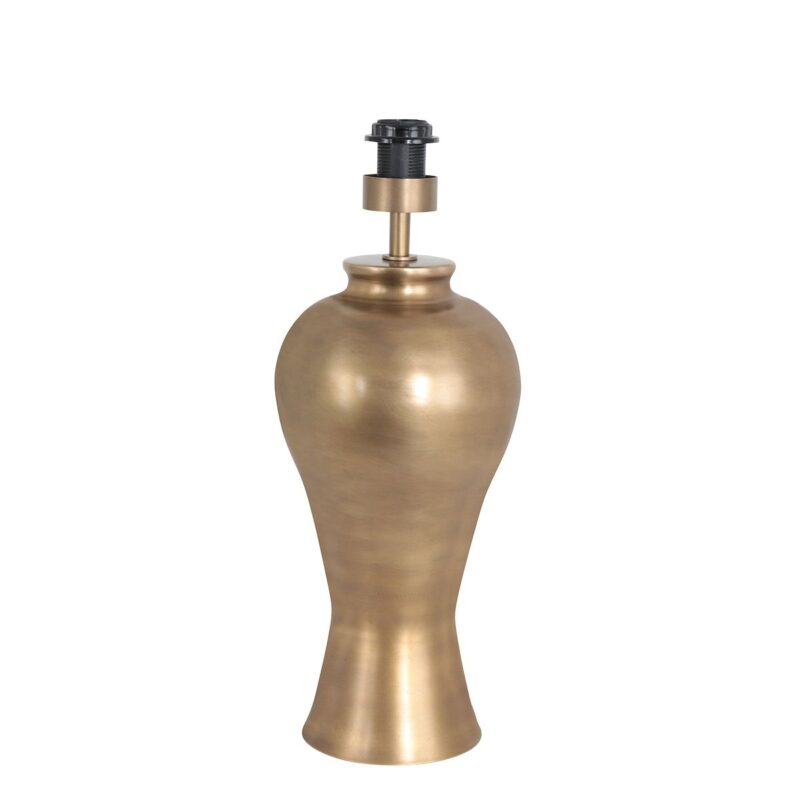 Bronskleurige vaas tafellamp Brass 3988BR inclusief naturel gras kap - Afbeelding 4