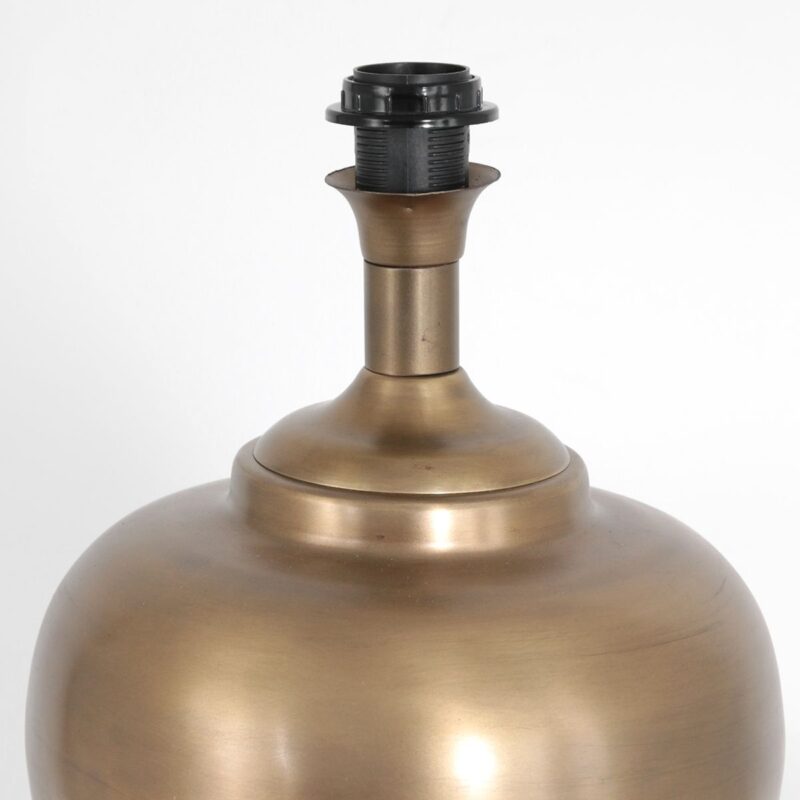Bronskleurige vaas tafellamp Brass 7204BR inclusief blauw velours kap - Afbeelding 9