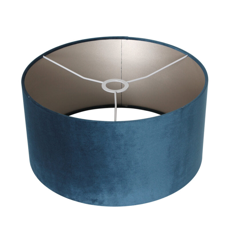 Bronskleurige vaas tafellamp Brass 7204BR inclusief blauw velours kap - Afbeelding 6
