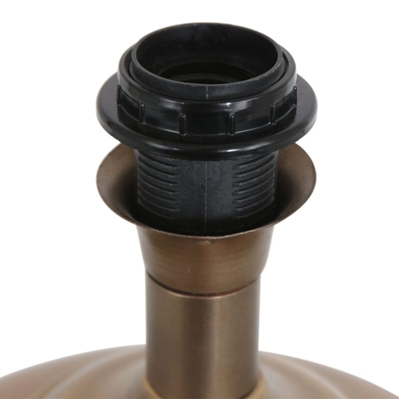 Bronskleurige vaas tafellamp Brass 7206BR inclusief wit grof linnen kap - Afbeelding 9