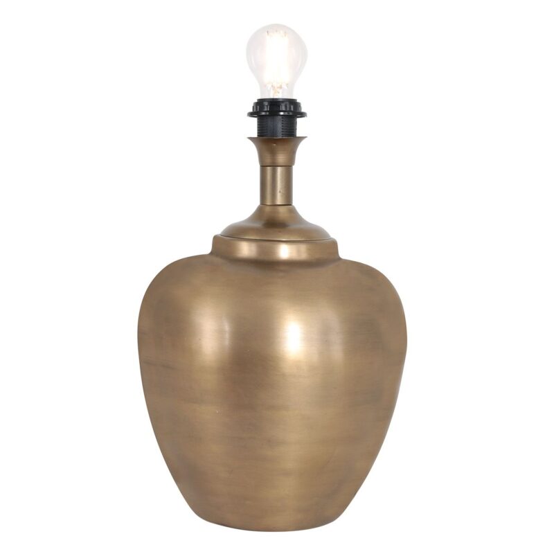 Bronskleurige vaas tafellamp Brass 7206BR inclusief wit grof linnen kap - Afbeelding 13