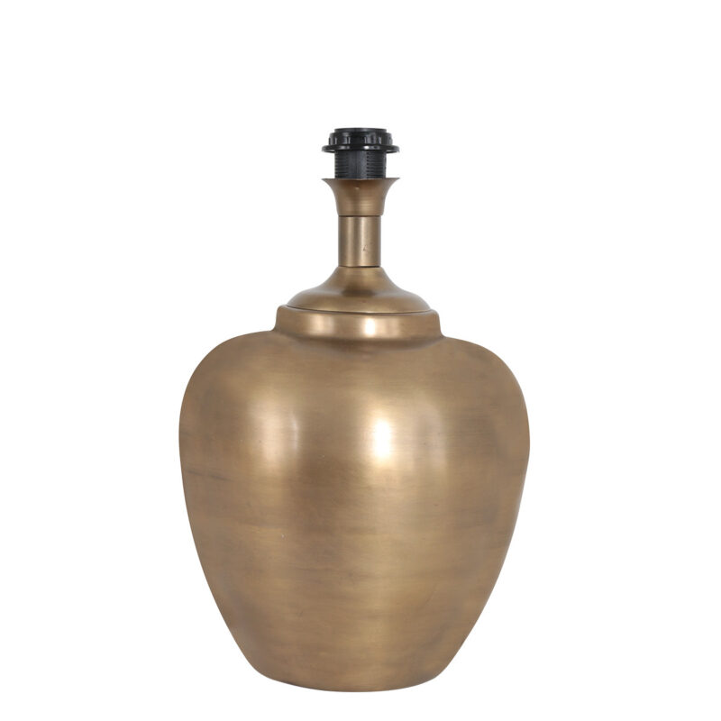 Bronskleurige vaas tafellamp Brass 7206BR inclusief wit grof linnen kap - Afbeelding 3