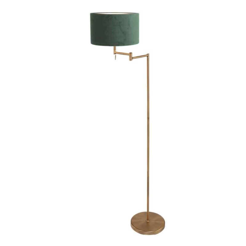 Bronzefarvet gulvlampe Bella 3872BR med grøn fløjlsagtig skærm - Billede 2