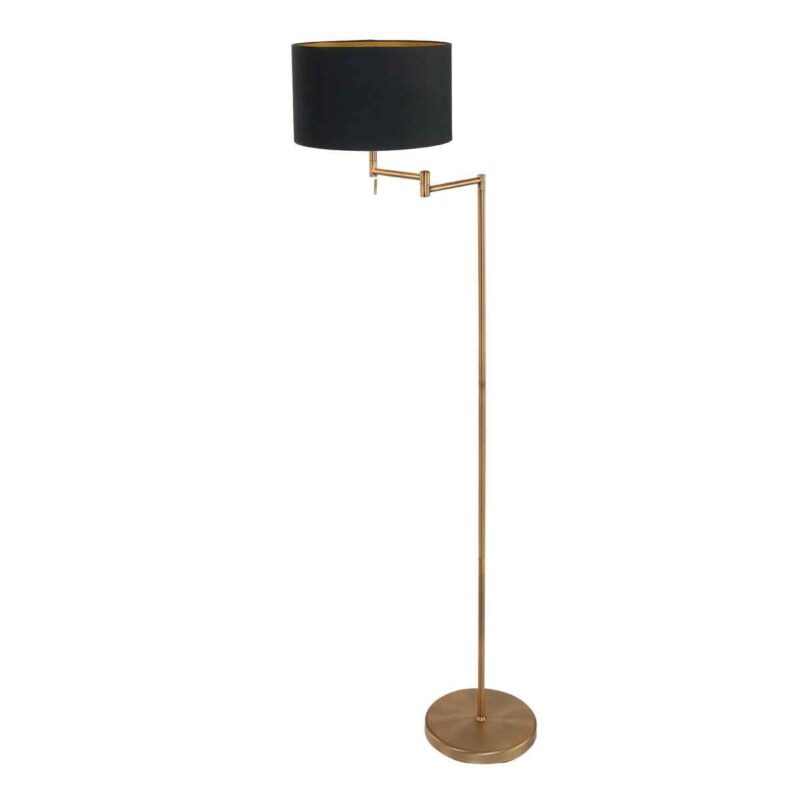Bronskleurige vloerlamp Bella 3874BR zwarte lampenkap met goudkleurige binnenkant - Afbeelding 2