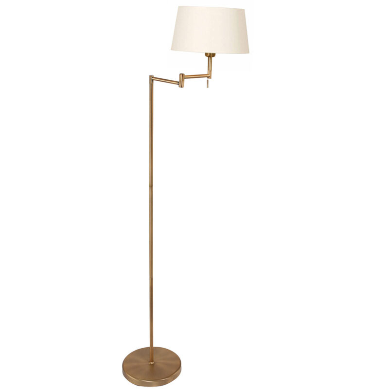 Bronskleurige vloerlamp Bella 5894BR met crème kleurige linnen kap - Afbeelding 2