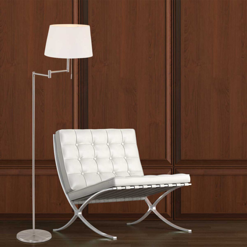 Bronskleurige vloerlamp Bella 5894BR met crème kleurige linnen kap - Afbeelding 4