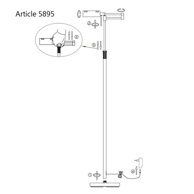 Bronskleurige vloerlamp Karl 5895BR met dimmer en in hoogte verstelbaar - Afbeelding 9