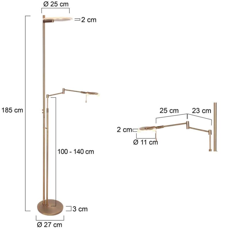 Bronskleurige vloerlamp Turound 2663BR lichtkleur instelbaar en dimbaar - Afbeelding 7