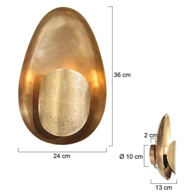 Bronskleurige wandlamp Brassi ovaal 3680BR met grote fitting - Afbeelding 8