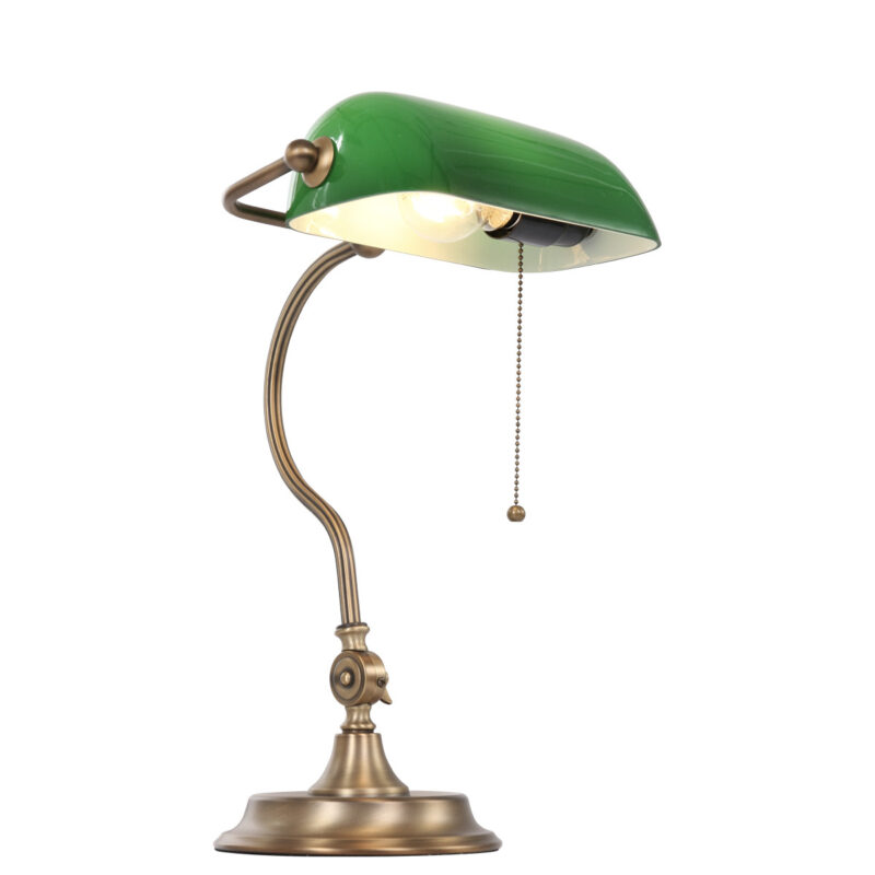 Bronzen notarislamp / bureaulamp 7733BR met grote fitting E27 - Afbeelding 2