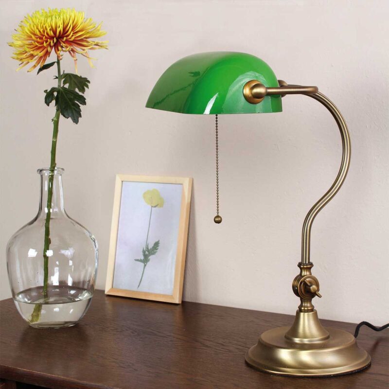 Bronzen notarislamp / bureaulamp 7733BR met grote fitting E27 - Afbeelding 4