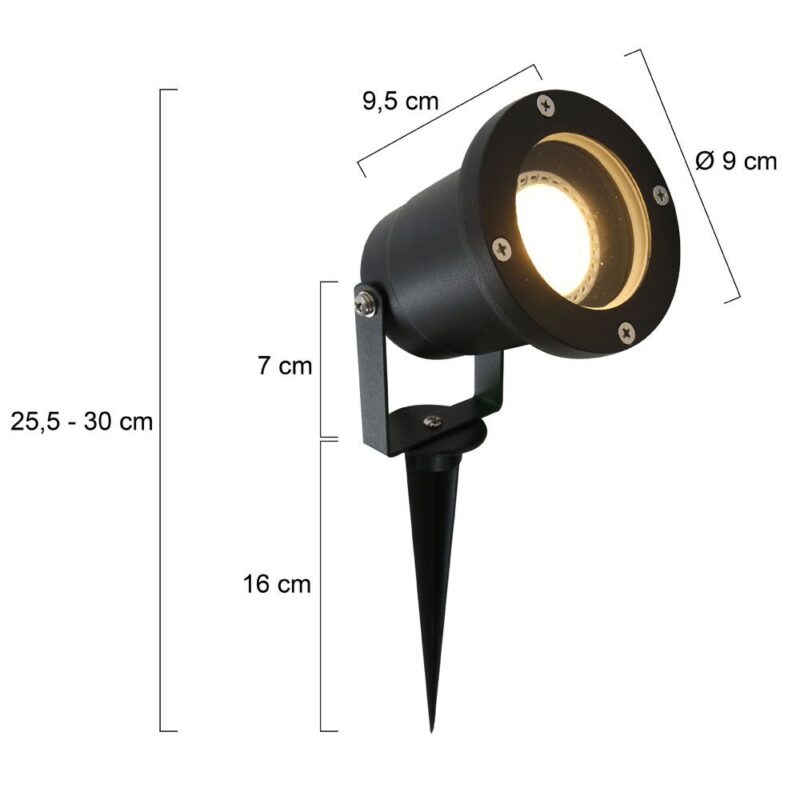 Buitenlamp Nova 1502ZW Zwart inclusief lichtbron Grondspot - Afbeelding 7