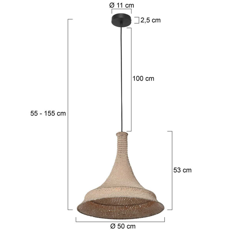 Crème kleurig oosterse hanglamp Marrakesch 3394CR handgeknoopt - Afbeelding 7