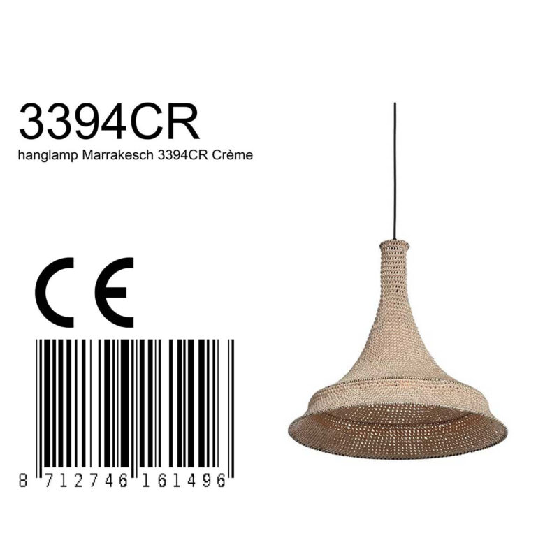 Crème kleurig oosterse hanglamp Marrakesch 3394CR handgeknoopt - Afbeelding 8