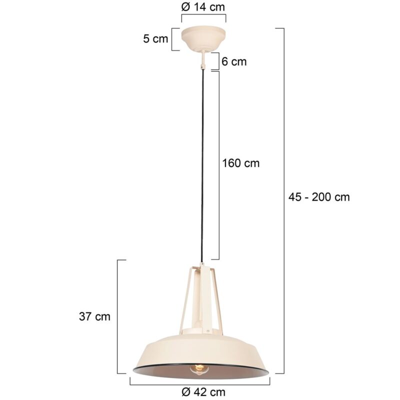 Crèmekleurige Hanglamp Eden 7704CR – Landelijke Stijl en Tijdloos Design - Afbeelding 7
