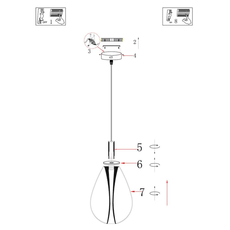 Glimsy 4199ZW Hanglamp – Zwart Glas Ø22 cm - Afbeelding 7