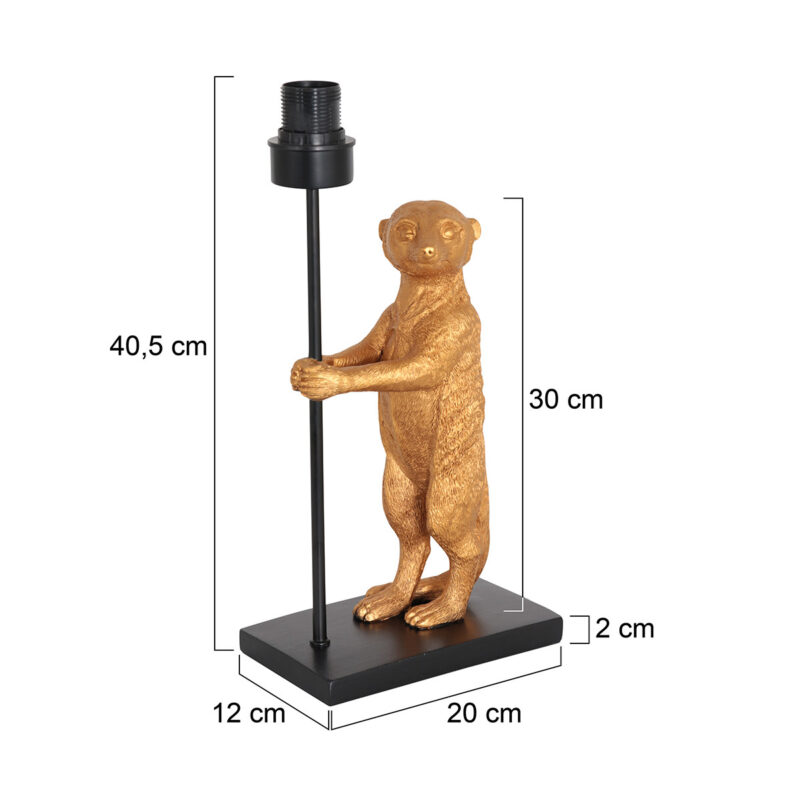 Lámpara de mesa dorada con base negra Animaux 3126ZW con casquillo E27 - Imagen 6
