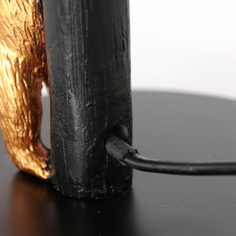 Goud met zwarte tafellamp Animaux 3714ZW met beige bruine gras kap - Afbeelding 10