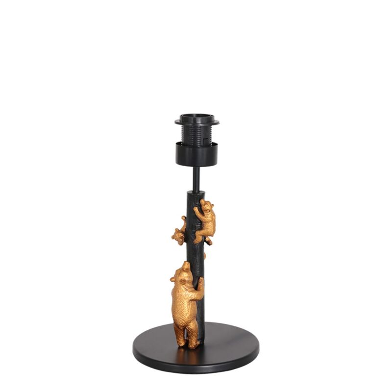 Goud met zwarte tafellamp Animaux 3714ZW met beige bruine gras kap - Afbeelding 15