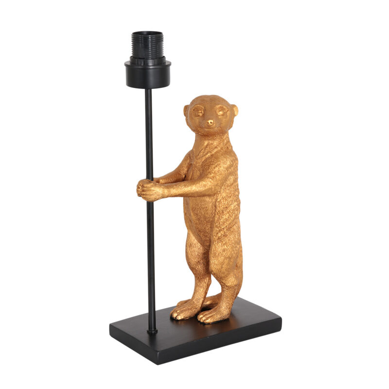 Goud met zwarte tafellamp Animaux 7202ZW met zwart goudkleurige linnen kap - Afbeelding 4
