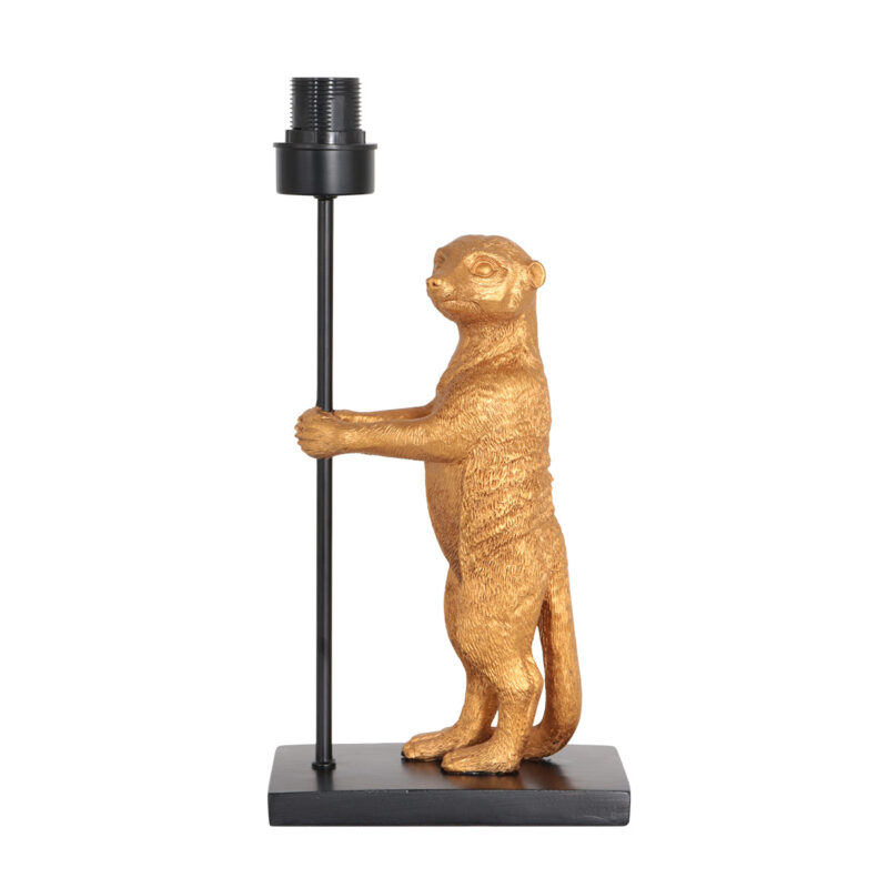 Goud met zwarte tafellamp Animaux 7202ZW met zwart goudkleurige linnen kap - Afbeelding 5
