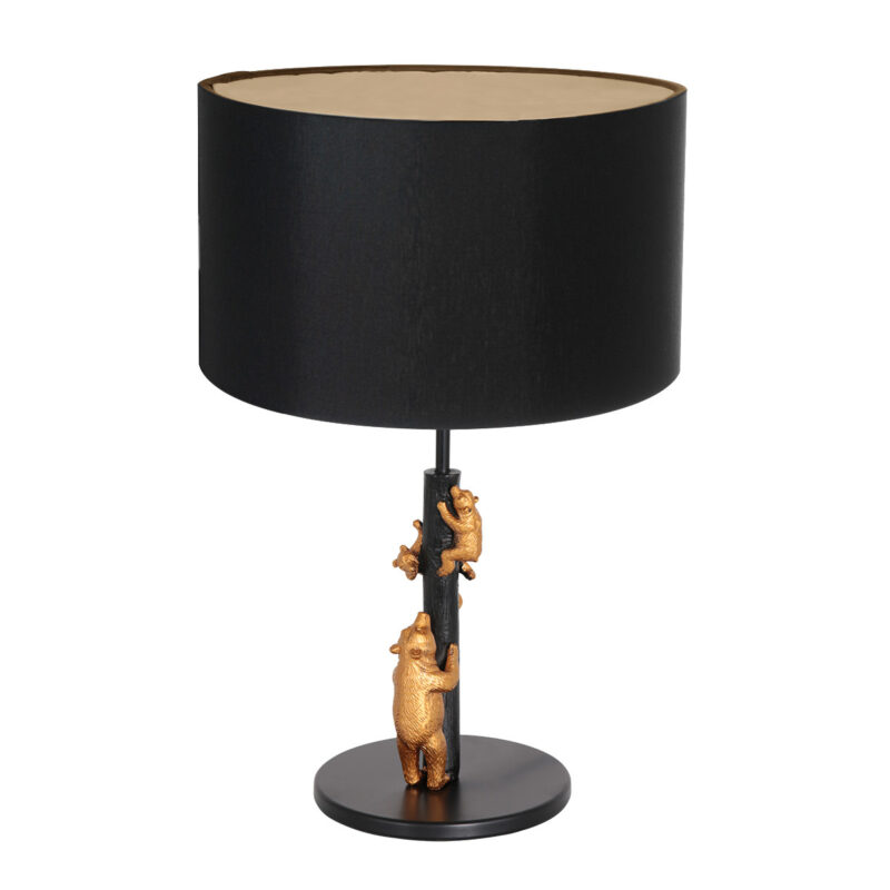 Lámpara de mesa dorada con negro Animaux 7203ZW con pantalla de lino dorado negro - Imagen 2