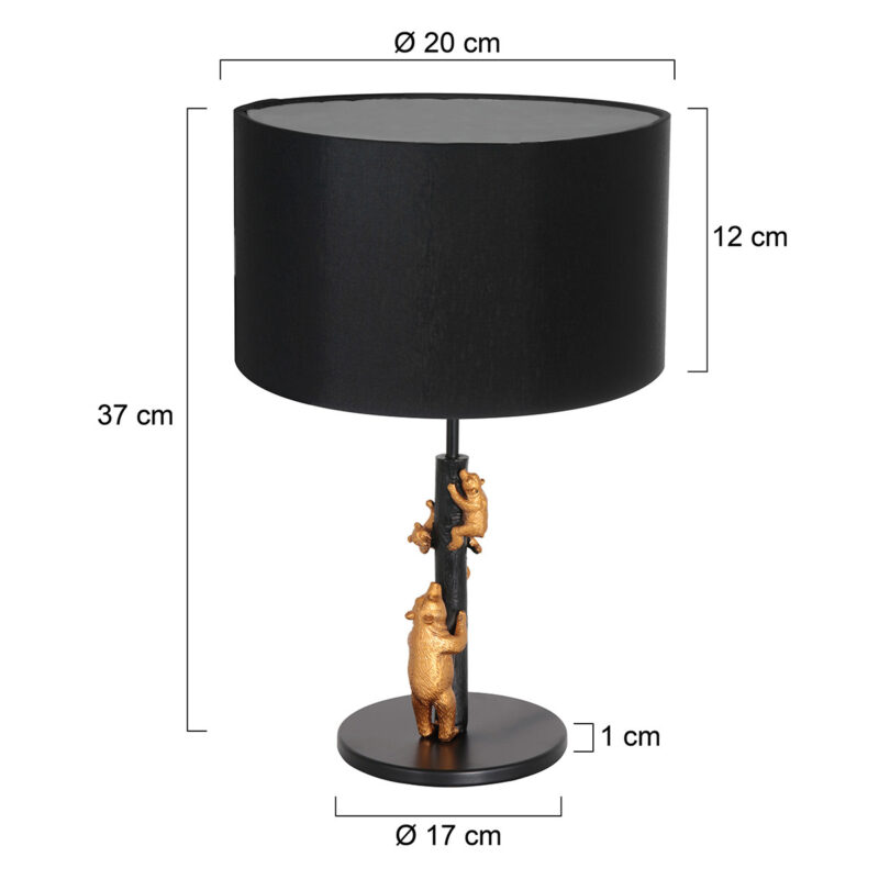 Lámpara de mesa dorada con negro Animaux 7203ZW con pantalla de lino dorado negro - Imagen 6