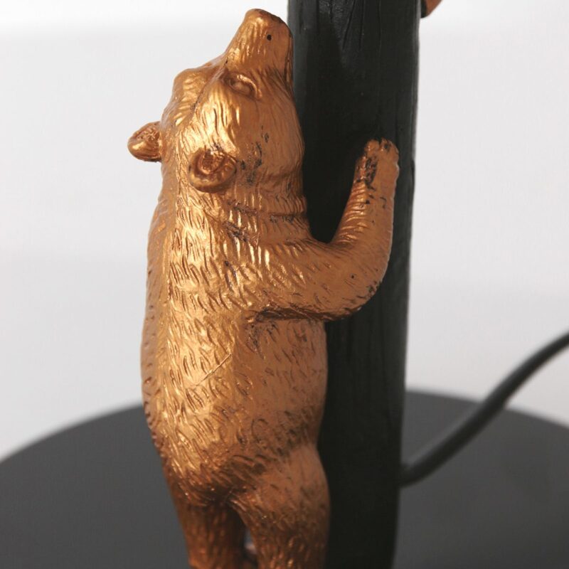 Goud met zwarte tafellamp Animaux 8233ZW met groen fluwelen kap - Afbeelding 4