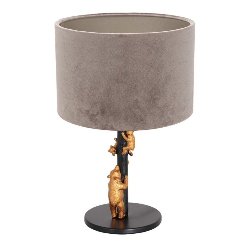 Animaux 8234ZW bordlampe i guld med sort og grå fløjlsskærm - Billede 2