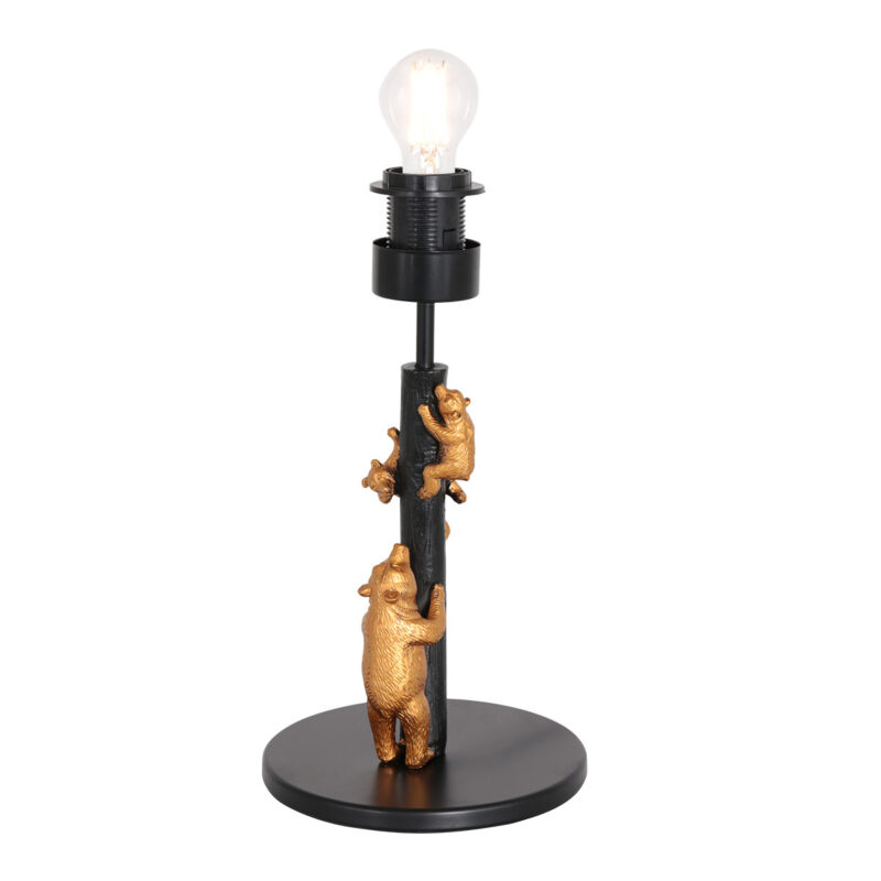 Goud met zwarte tafellamp Animaux 8236ZW met blauw fluwelen kap - Afbeelding 15
