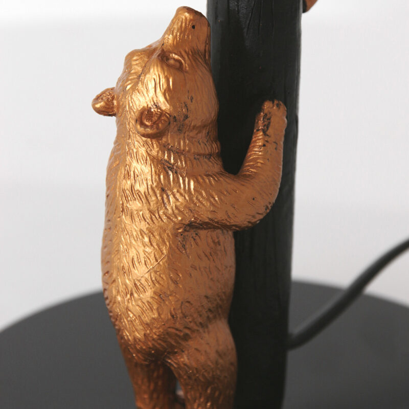 Goud met zwarte tafellamp Animaux 8236ZW met blauw fluwelen kap - Afbeelding 5