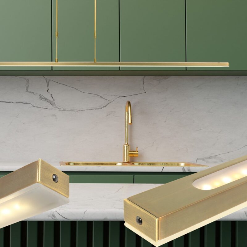 Goudkleurige Hanglamp Zelena 1482GO –  122cm breed - Instelbare lichtkleur & dimbaar – 2500 lumen - Afbeelding 3