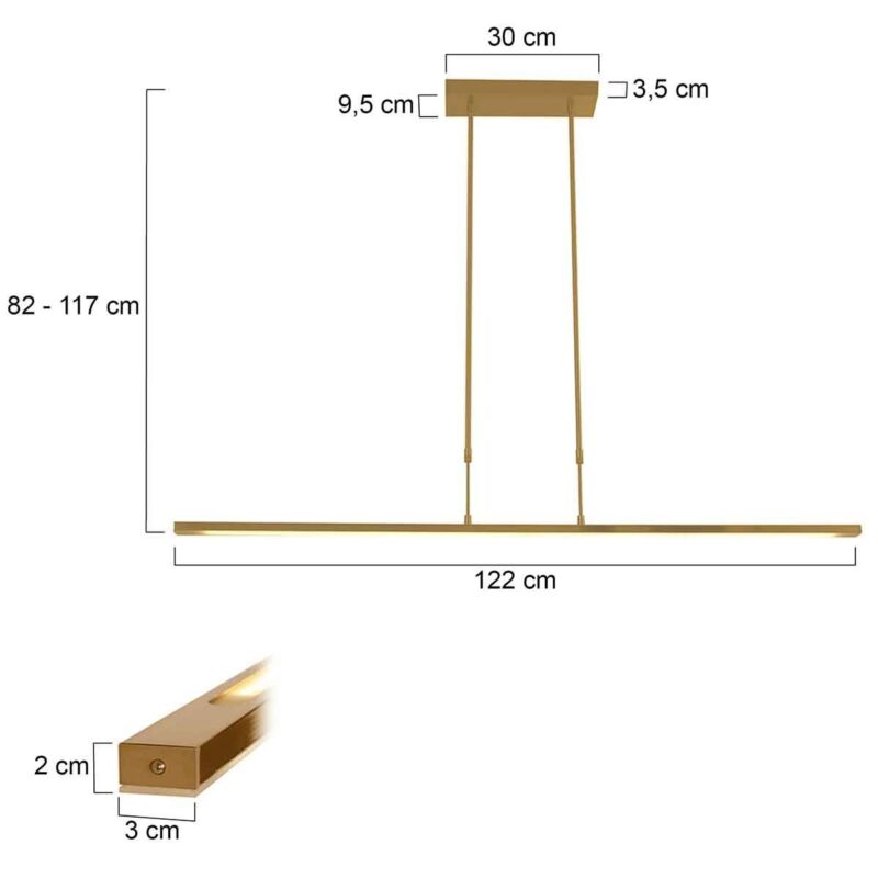 Goudkleurige Hanglamp Zelena 1482GO –  122cm breed - Instelbare lichtkleur & dimbaar – 2500 lumen - Afbeelding 7