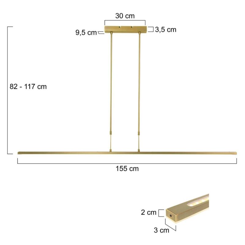 Goudkleurige Hanglamp Zelena 7971GO 155cm breed Instelbare lichtkleur & dimbaar – 3700 lumen - Afbeelding 7