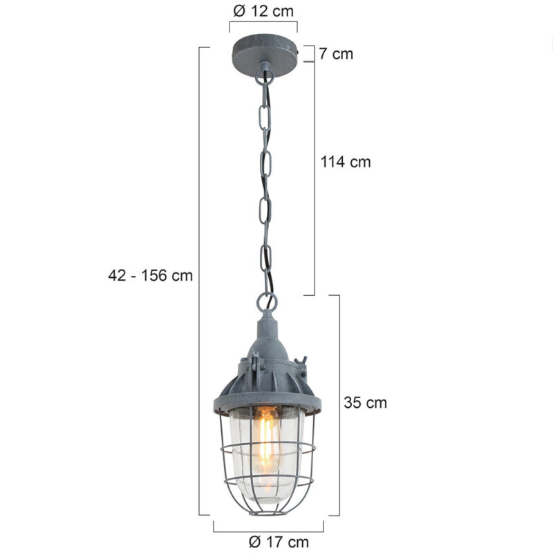 Grijze hanglamp Ebbe 7890GR met E27 fitting - Afbeelding 7