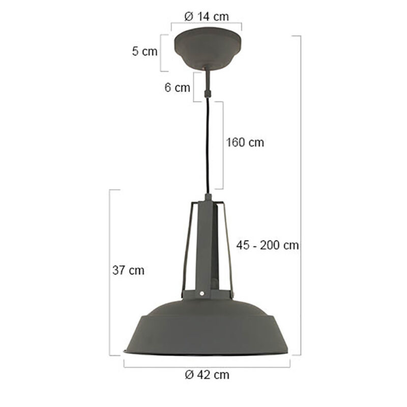 Grijze hanglamp Eden 7704GR E27 fitting - Afbeelding 7
