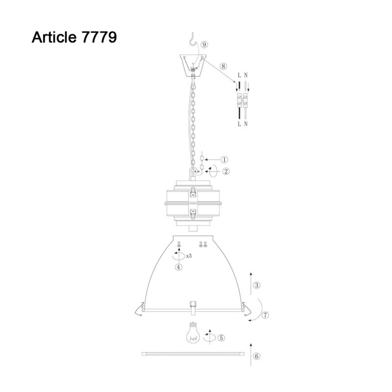 Grijze industriële hanglamp Densi 7779GR Ø47 cm - Afbeelding 9