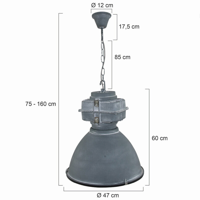 Grijze industriële hanglamp Densi 7779GR Ø47 cm - Afbeelding 7