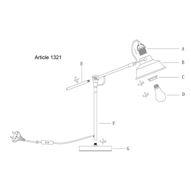 Grijze stoere tafellamp Nove 1321GR met E27 fitting - Afbeelding 8