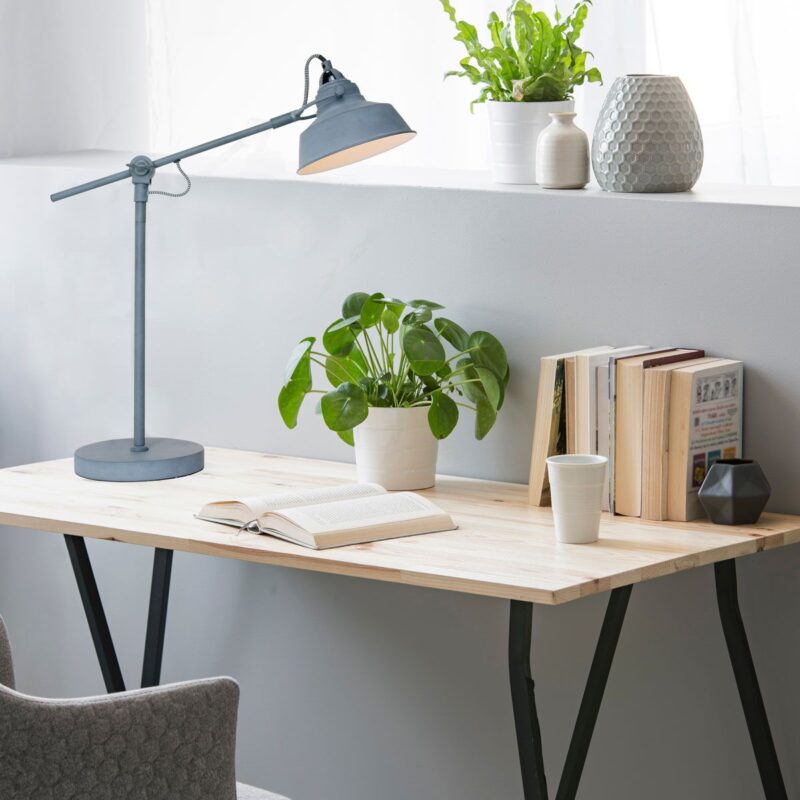 Grijze stoere tafellamp Nove 1321GR met E27 fitting - Afbeelding 2