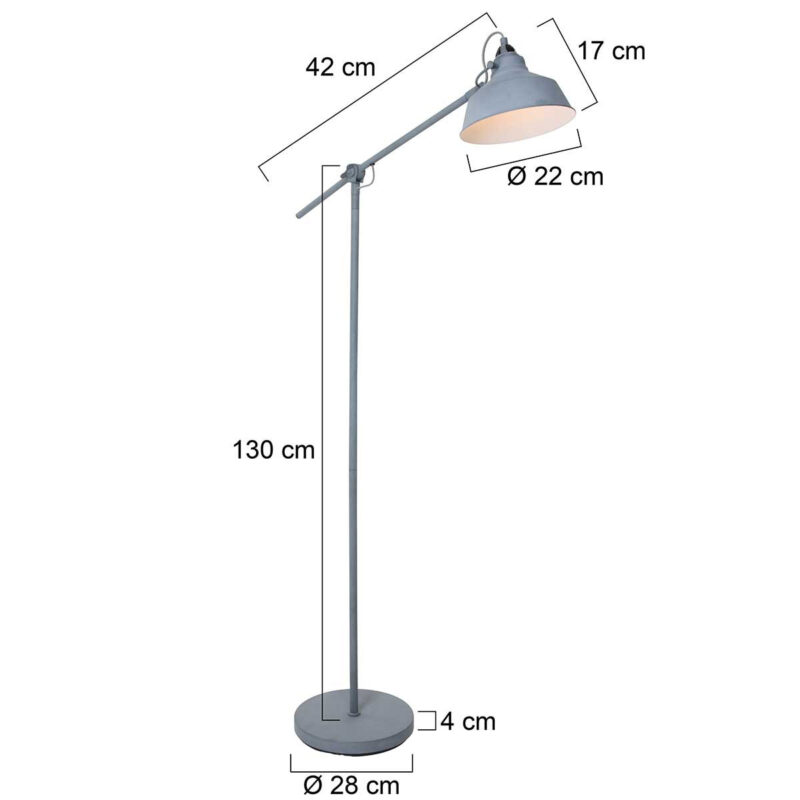Grijze vloerlamp Nove 1322GR met E27 fitting - Afbeelding 7