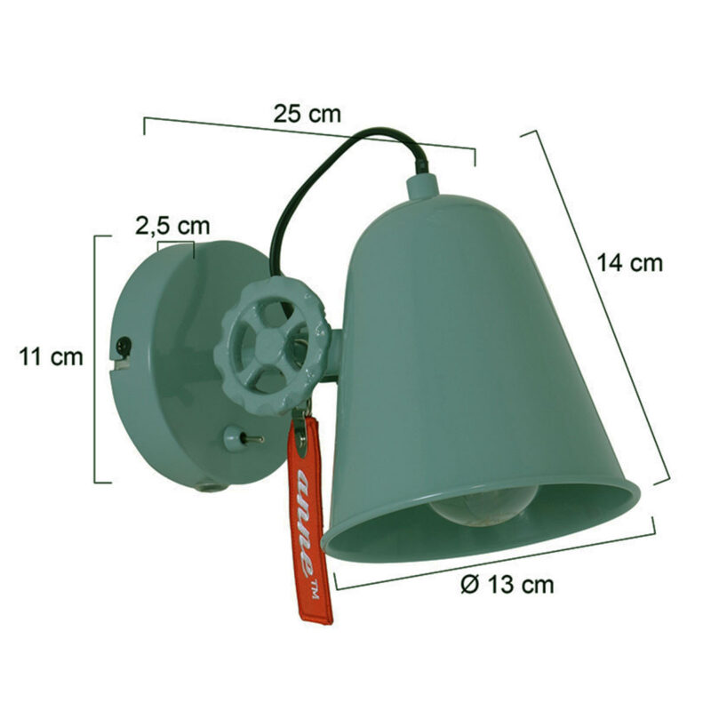 Groen met witte wandlamp Dolphin 1323G met E27 fitting - Afbeelding 7