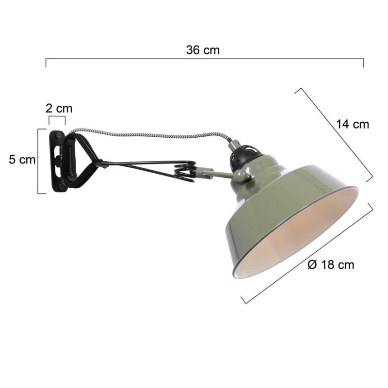 Groene klemlamp / wandlamp Nove 1320G met E27 fitting en schakelaar - Afbeelding 8