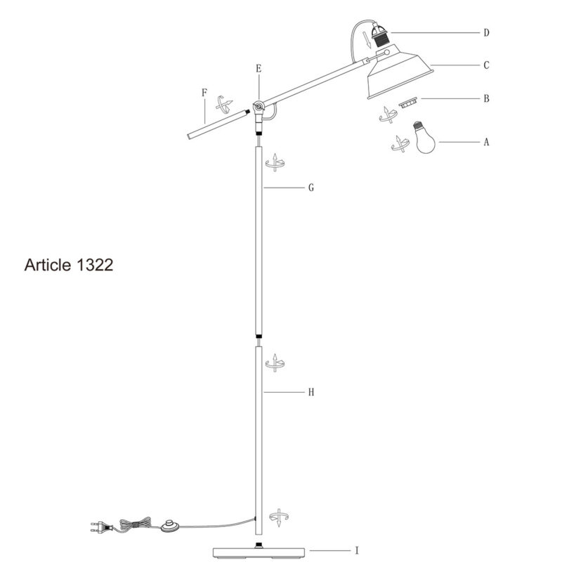 Groene vloerlamp Nove 1322G met E27 fitting en schakelaar - Afbeelding 9