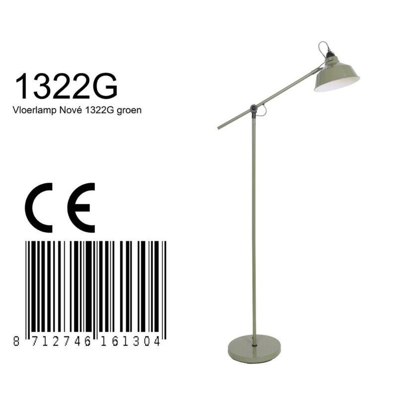 Groene vloerlamp Nove 1322G met E27 fitting en schakelaar - Afbeelding 8