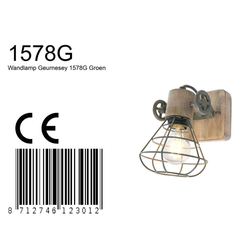 Groene wandlamp / spot Geurnesey 1578G met E27 fitting - Afbeelding 8