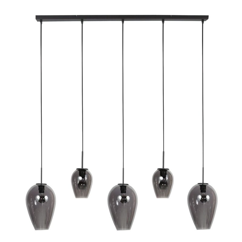 HaloSwap 4280ZW – Zwarte langwerpige hanglamp met smoke glas in twee formaten - Afbeelding 2