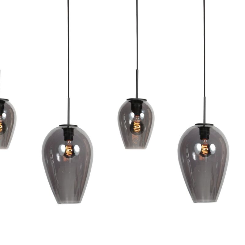 HaloSwap 4280ZW – Zwarte langwerpige hanglamp met smoke glas in twee formaten - Afbeelding 8